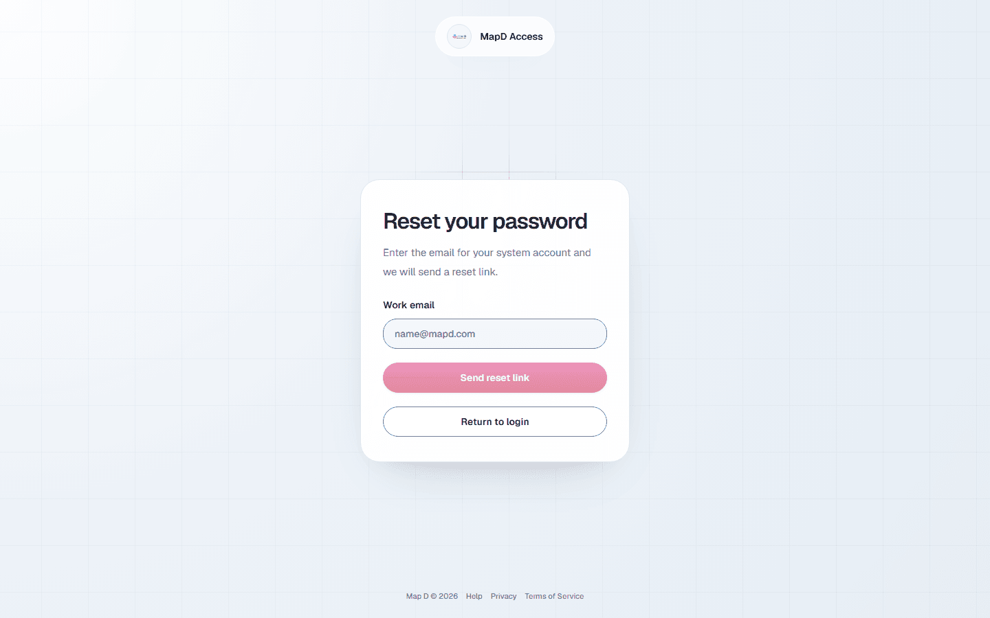The Forgot password page where you enter your email to get a reset link